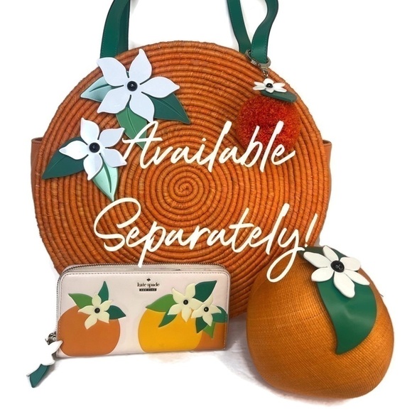 Kate Spade Orange Fruit Spice Things Up Novelty Straw Crossbody Purse Handbag - Picture 16 of 16